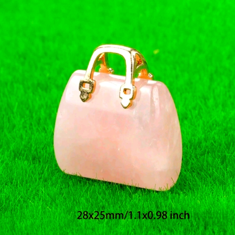 Rose Quartz Handbag Carving - Natural Crystal